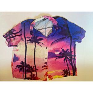 Wild Fable Women Shirt Sunset Aloha Floral Hawaiian Tropical Colorful Retro XL